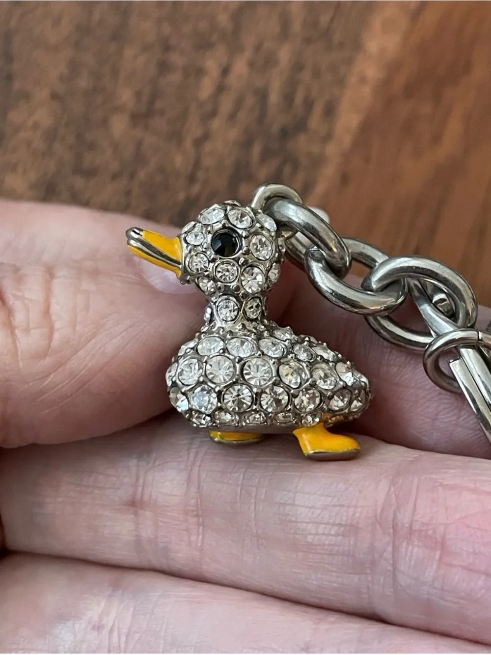 LS 🔥 Coach Swarovski crystal embossed tiny duck bag charm